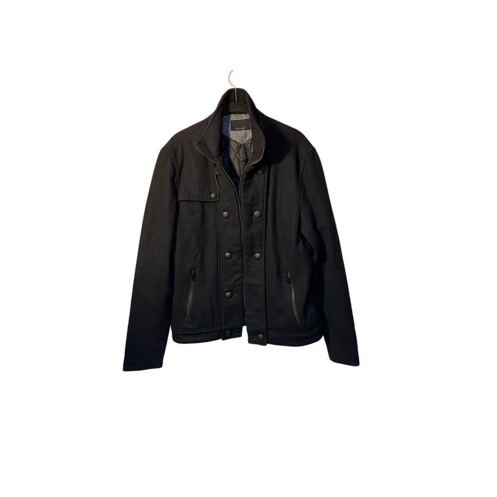 Zara men’s black front zip quilted lining to zip pocket coat size large